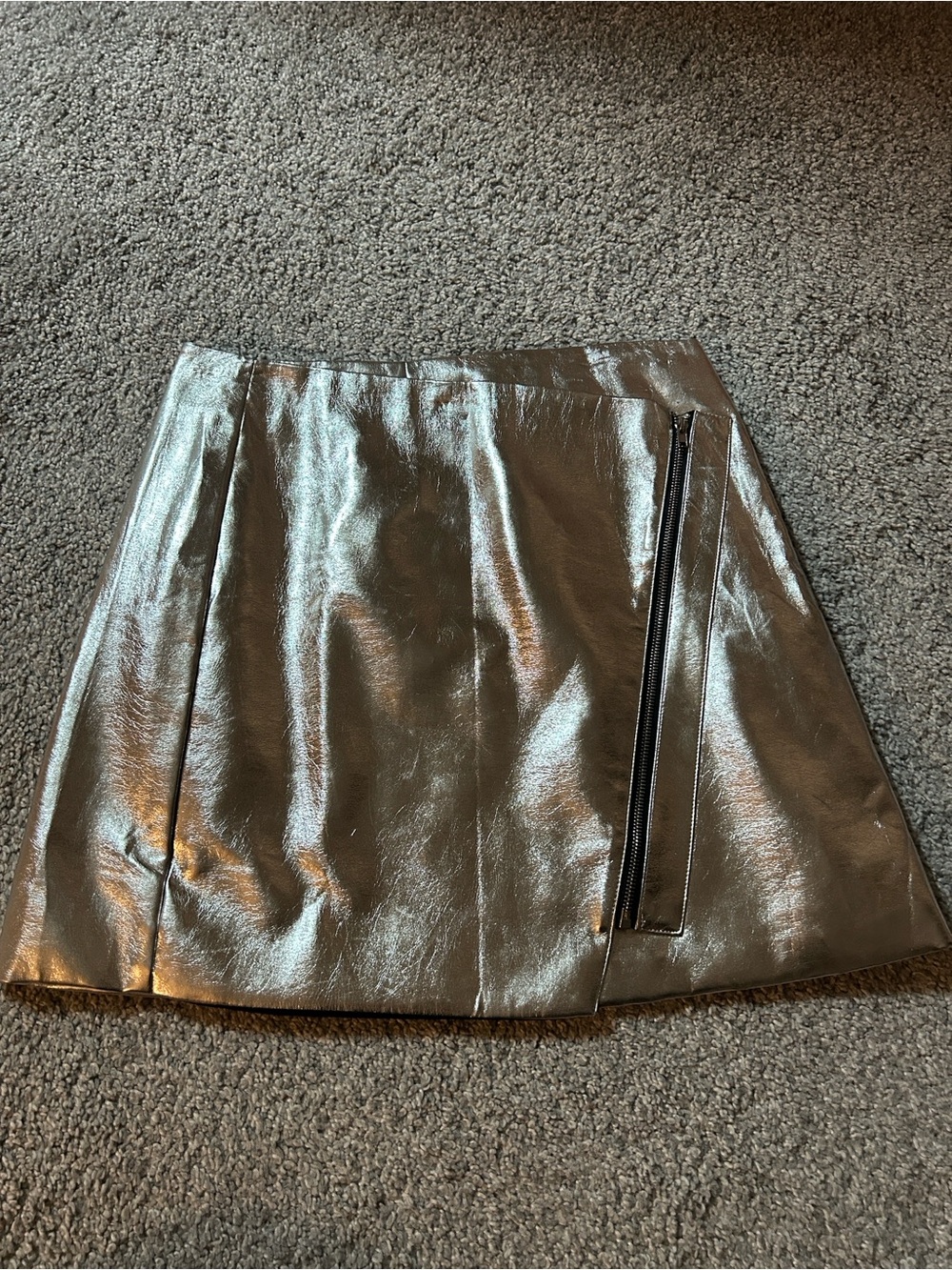 by the way. Metallic Silver Mini Skirt with Side Zip